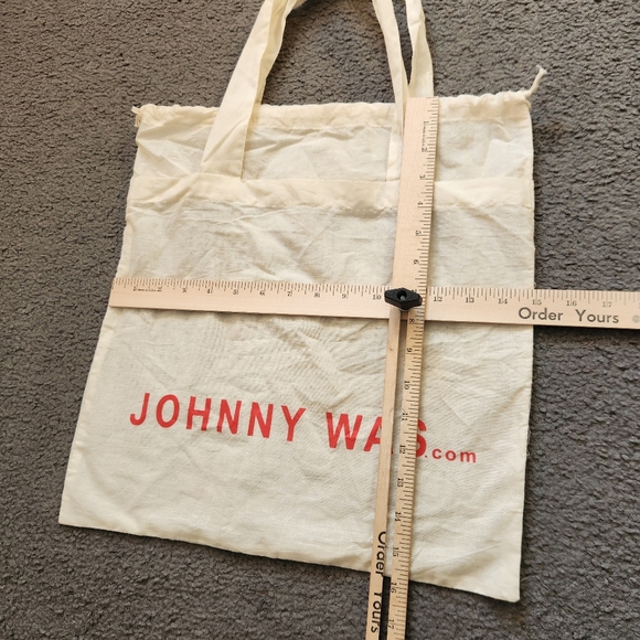 JOHNNY WAS Tote Cream Double Handle Draw String Cotton Shopping - Picture 6 of 8